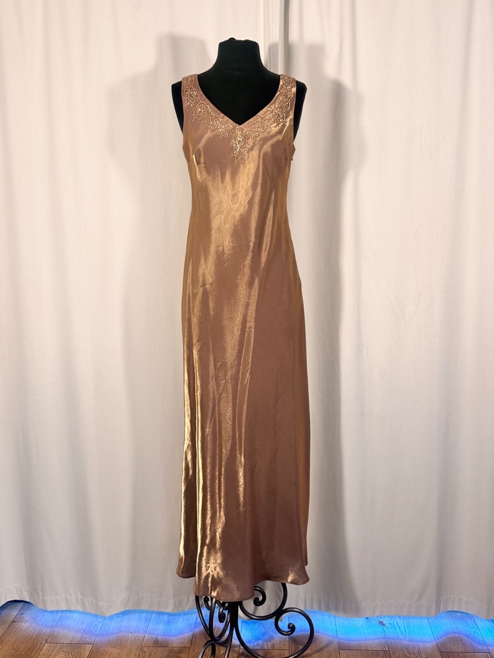 Vintage Alex Evenings Gold Metallic Satin Gown